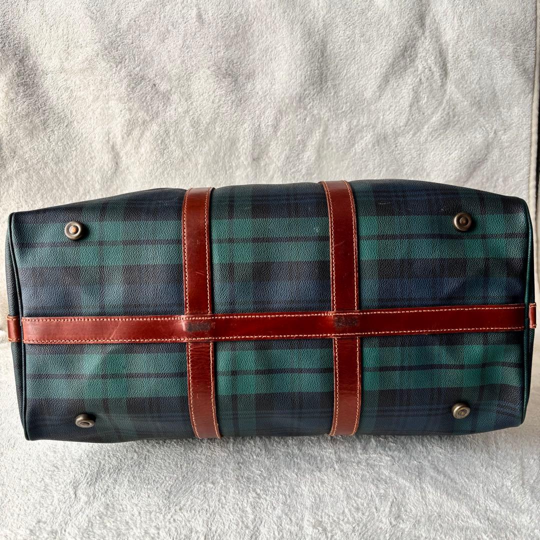 ポロラルフローレン ボストンバッグ ２WAY PVCレザー ブラックウォッチ 緑