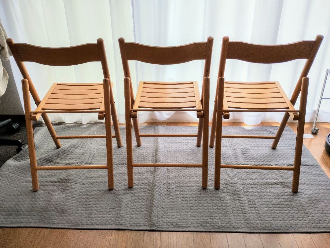 無印良品　折りたたみ木製椅子3脚　ウッドチェア