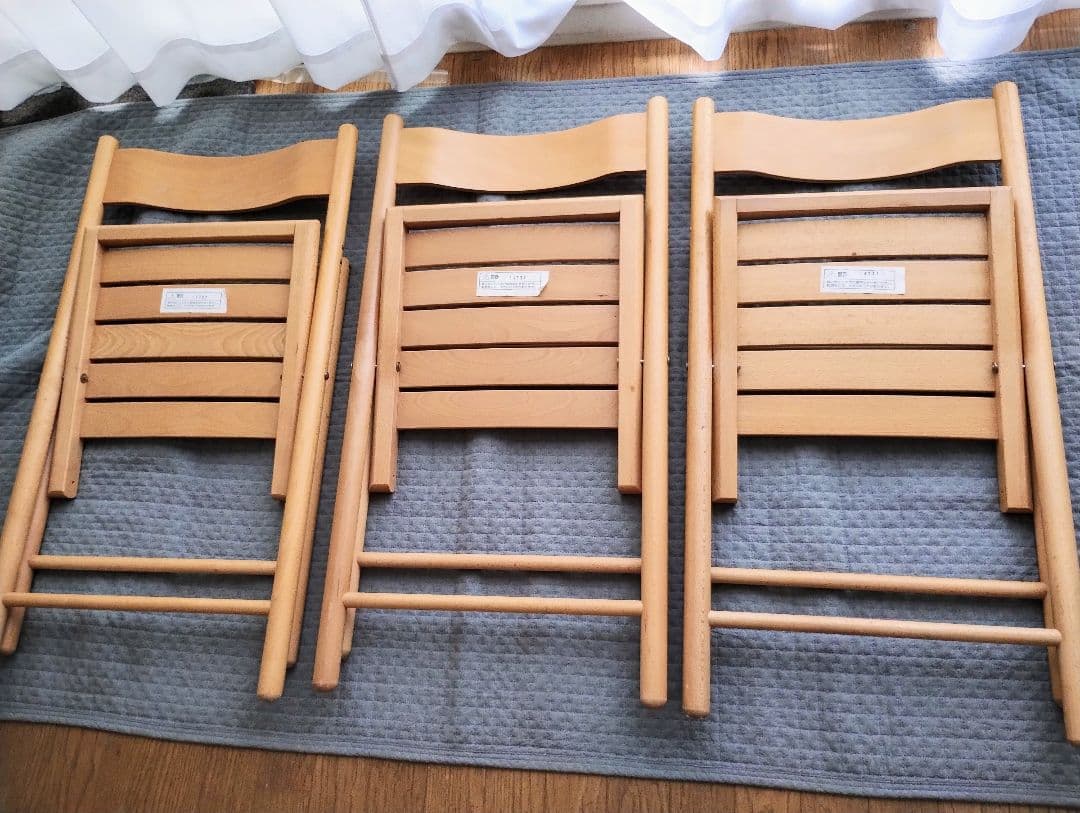 無印良品　折りたたみ木製椅子3脚　ウッドチェア