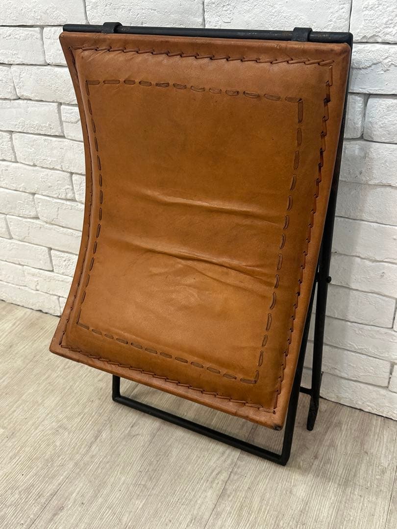 C ⭐️【全国送料無料】B-COMPANY ビンテージ　レザー　アイアン　スツール