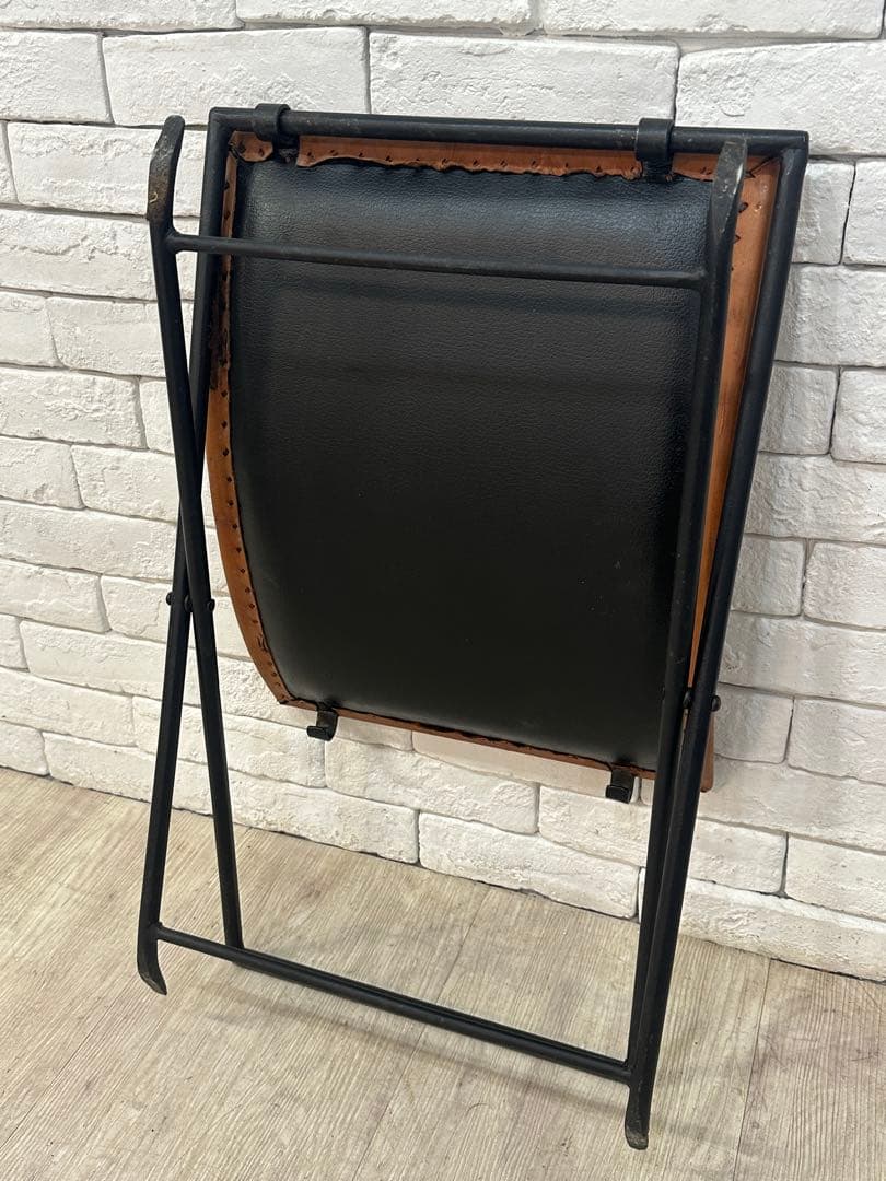 C ⭐️【全国送料無料】B-COMPANY ビンテージ　レザー　アイアン　スツール