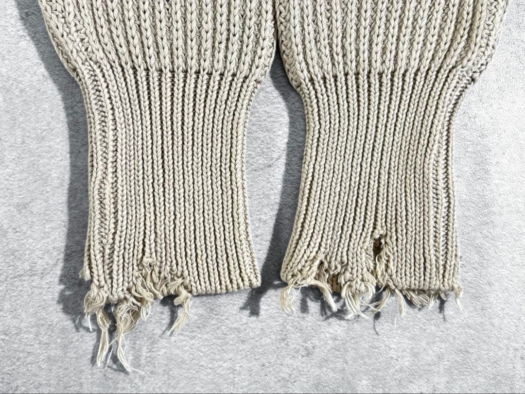 極美品 APSTUDIO ストーンウォッシュダメージプルオーバー コットンニット