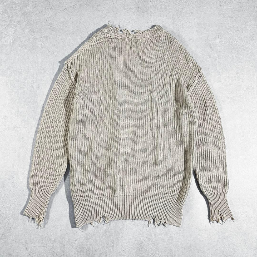 極美品 APSTUDIO ストーンウォッシュダメージプルオーバー コットンニット