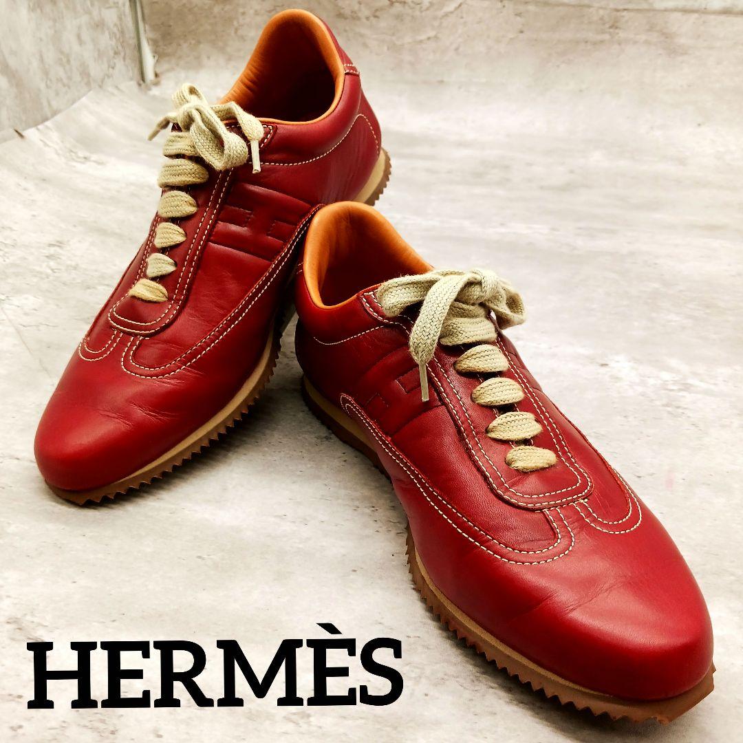 ✨美品✨ エルメス Hロゴ クイック レディース スニーカー レッド 36.5
