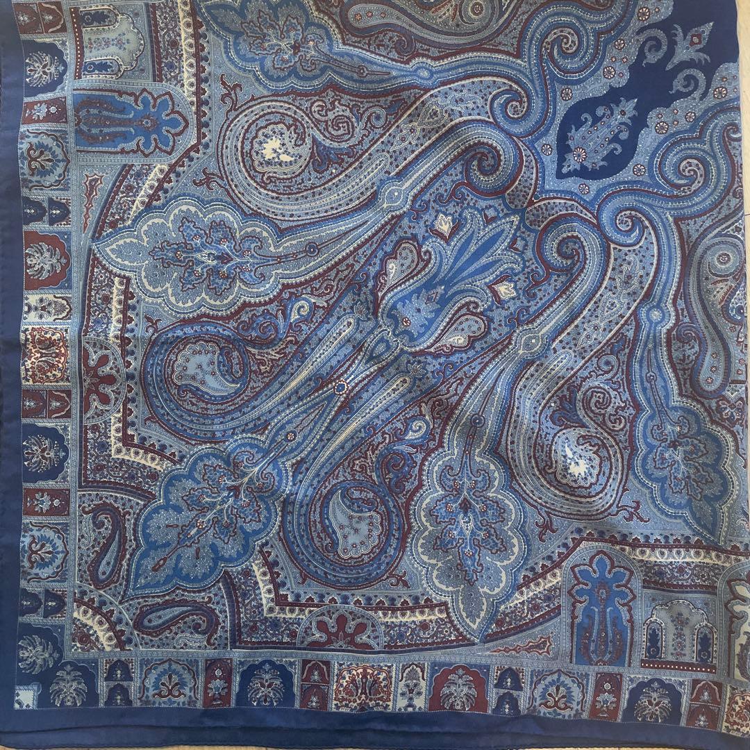 ETRO ペイズリー柄 ストール 130cm x 130cm シルクウール