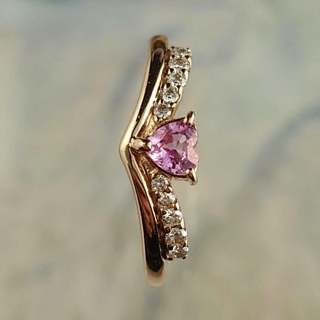 K18PGパパラチアサファイア　ダイヤモンドリング　18金　ダイヤ