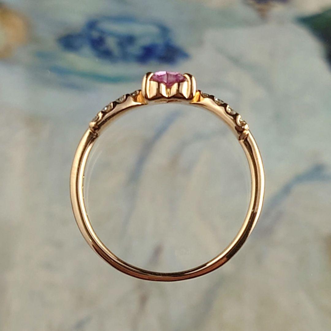 K18PGパパラチアサファイア　ダイヤモンドリング　18金　ダイヤ