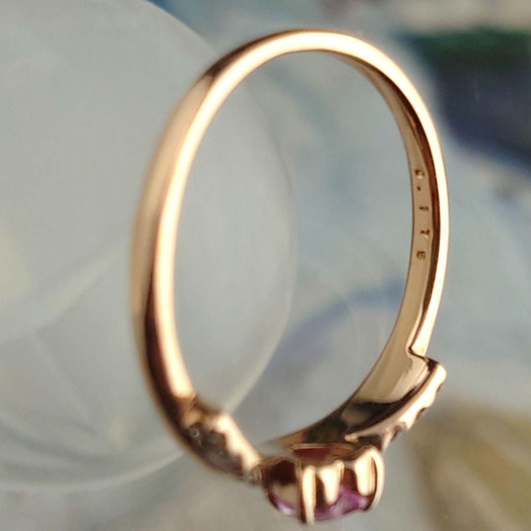 K18PGパパラチアサファイア　ダイヤモンドリング　18金　ダイヤ