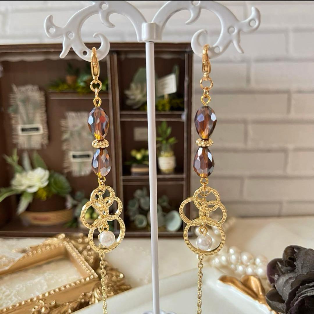 ♪❤️  パール サークル 雫マスクチェーン メガネチェーン ハンドメイド