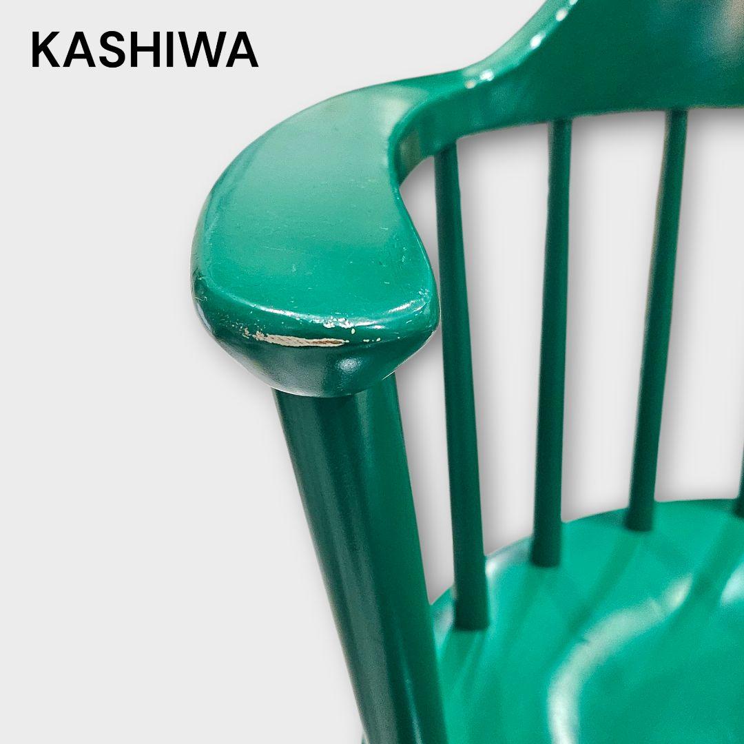 【希少品】柏木工 カシワ ダイニングチェア アームチェア グリーン ②