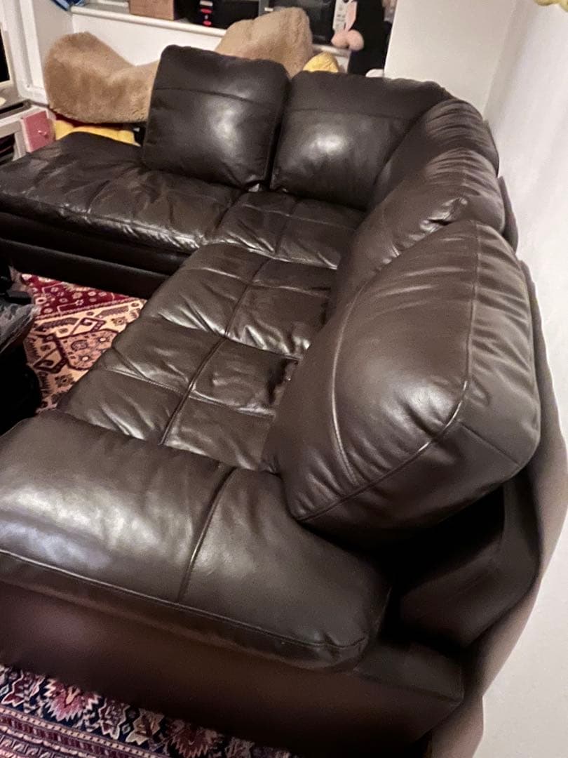 ダークブラウン レザー コーナーソファ