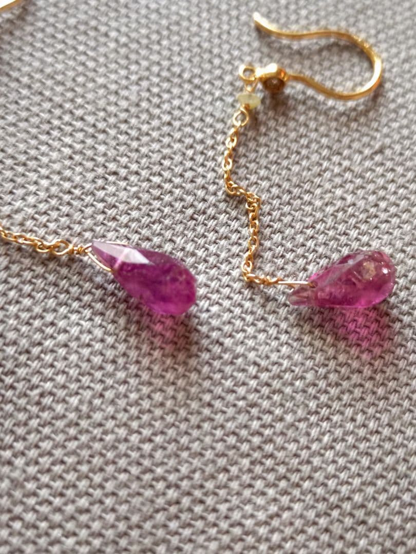 ボンマジックジュエリー☆ロングピアス☆ピンクトルマリン☆