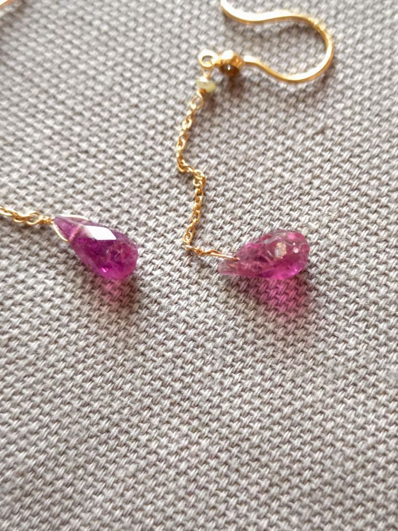 ボンマジックジュエリー☆ロングピアス☆ピンクトルマリン☆