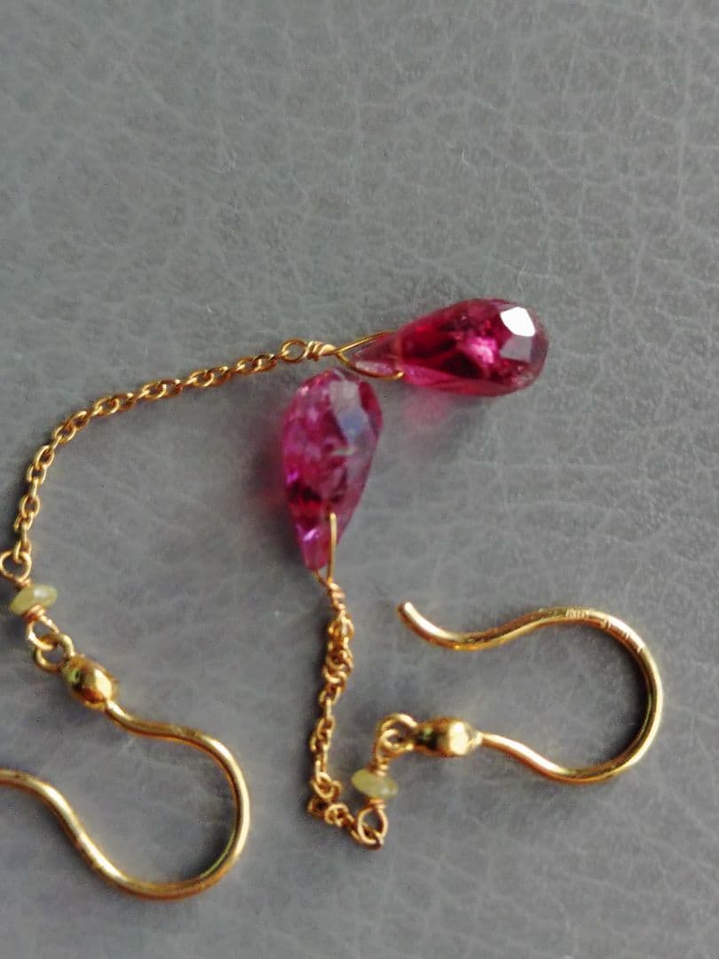 ボンマジックジュエリー☆ロングピアス☆ピンクトルマリン☆