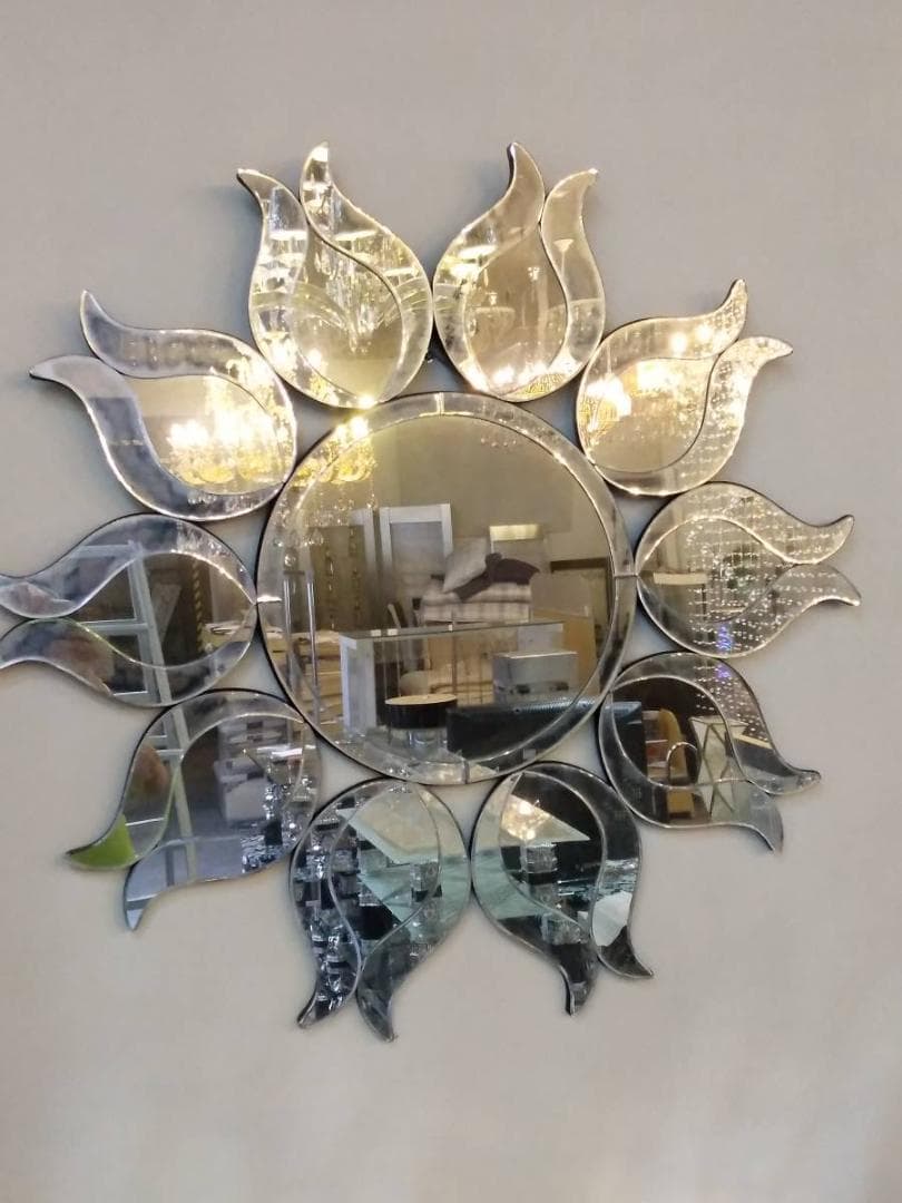 デザイン ウォールミラー 横/縦102cm　太陽形 リビング スタジオ  鏡