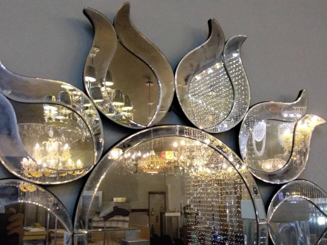 デザイン ウォールミラー 横/縦102cm　太陽形 リビング スタジオ  鏡