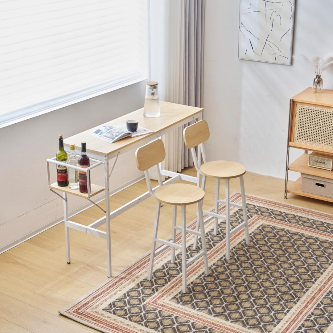 【ナチュラル】カウンターテーブルスツール 3点セットハイテーブル木製 カウンター