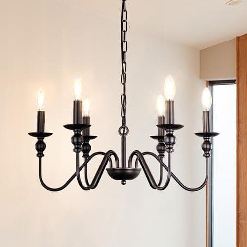 シャンデリア おしゃれ ブラック 6灯 LED対応 E12 ペンダントライト a