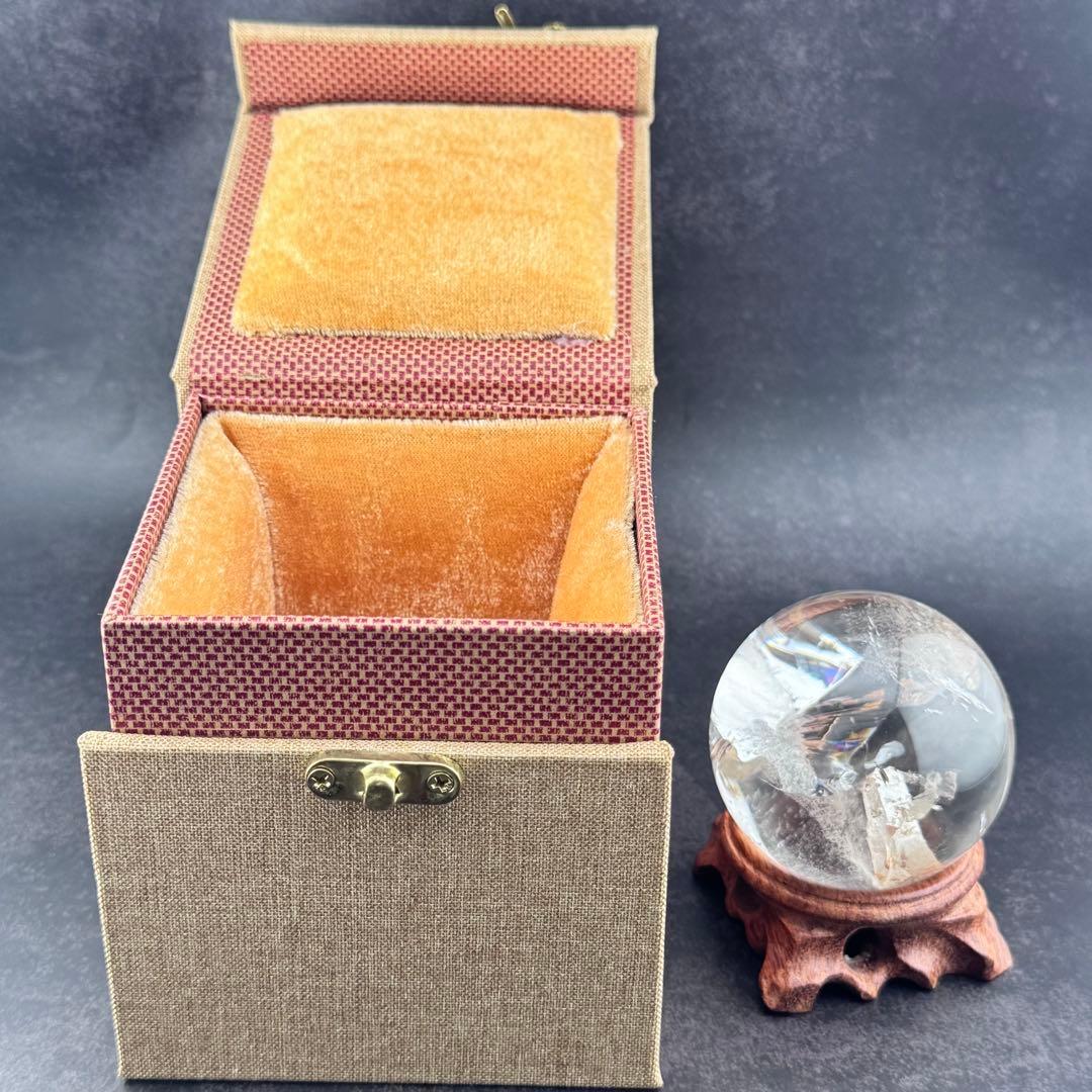 M-24虹入りクォーツインクォーツ 丸玉 天然水晶スフィア　内包結晶　クリスタル