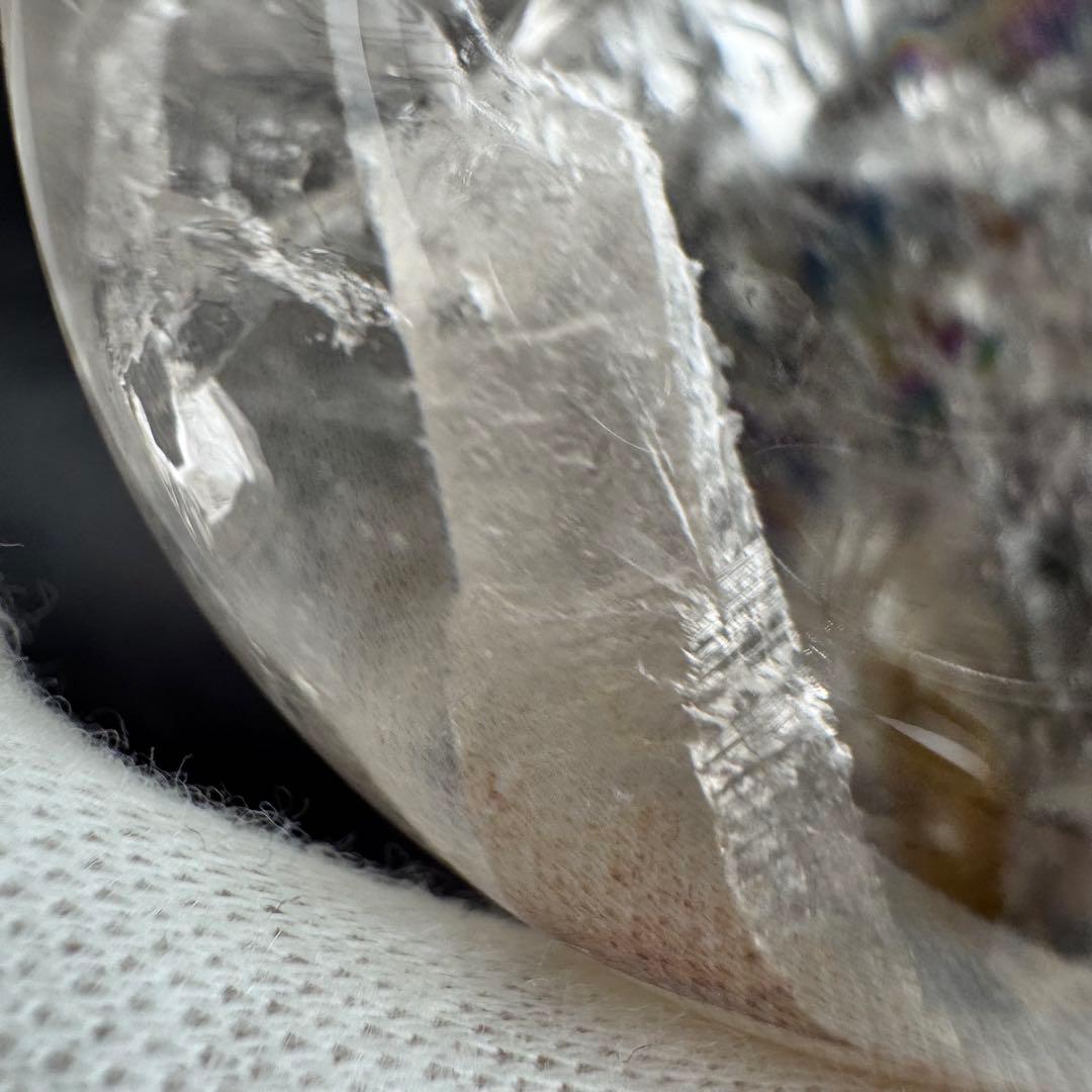 M-24虹入りクォーツインクォーツ 丸玉 天然水晶スフィア　内包結晶　クリスタル