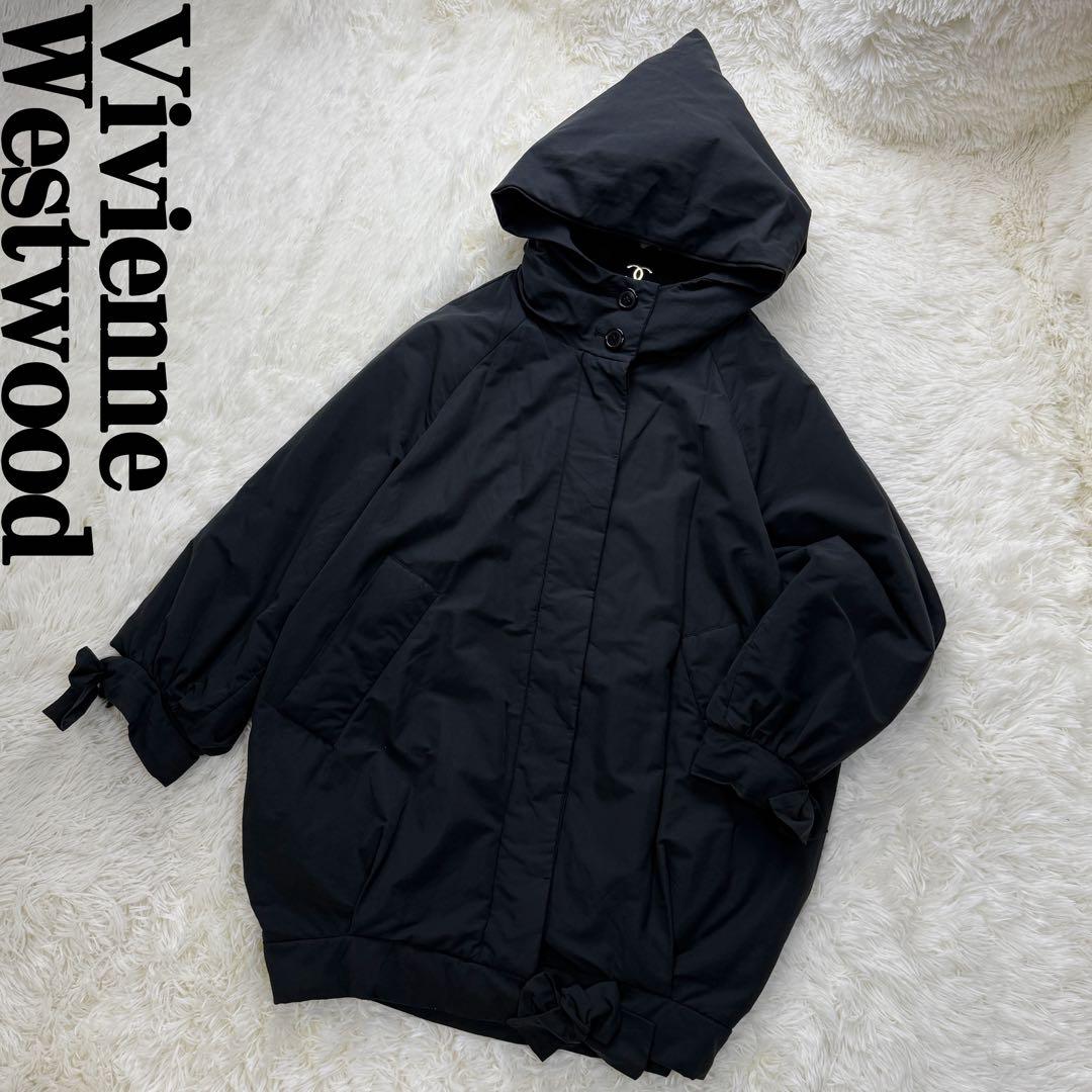 希少♡ヴィヴィアンウエストウッド 三角フード リボン ロングコート ブラック