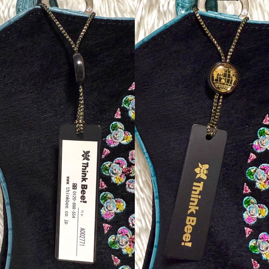 新品タグ付 シンクビー ノートルダム バッグ ブルー トートバッグ スパンコール