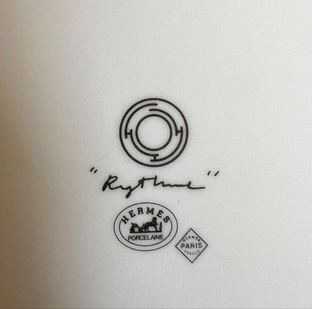 HERMÈS リズム スクエアプレート ホワイト×グリーン 箱・ショッパー付き