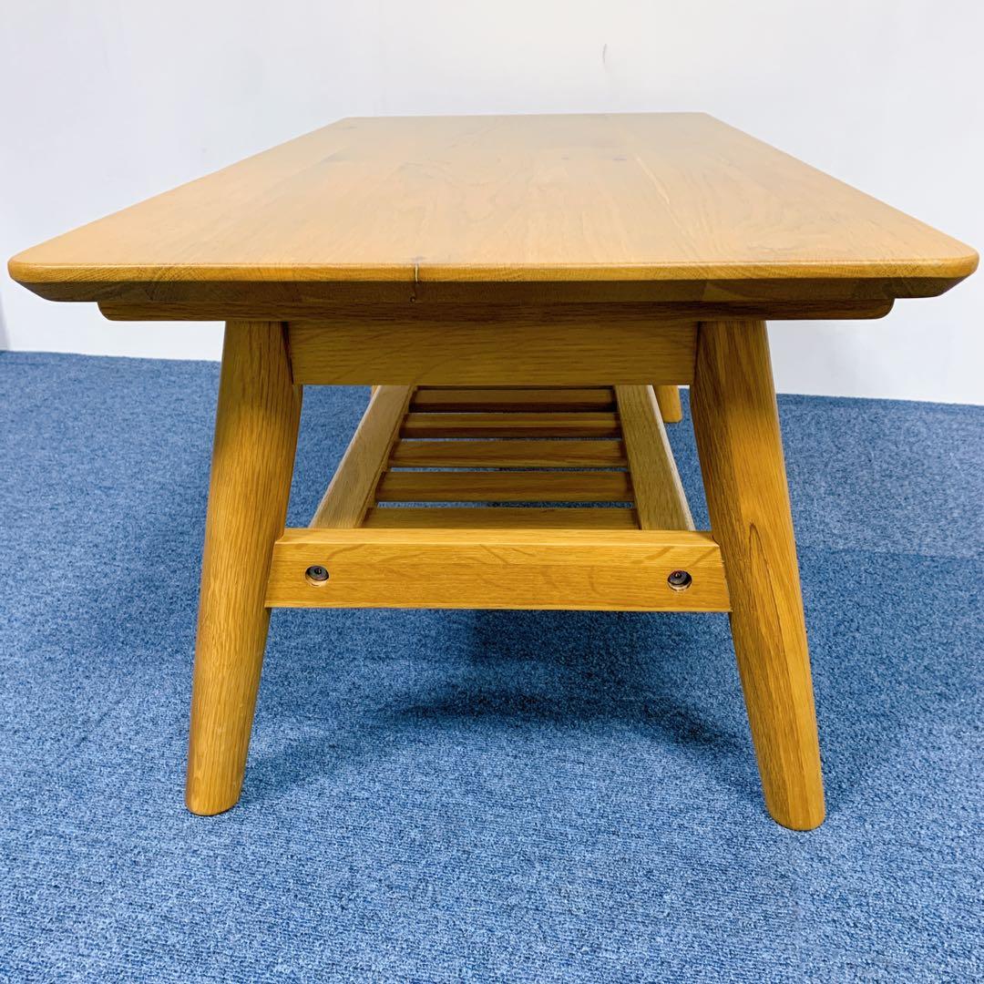 【美品】無垢材　センターテーブル　コーヒーテーブル　90cm ナラ材　オーク材