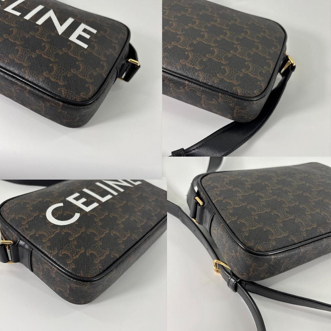 新品同様 セリーヌ トリオンフ レザー ミディアム メッセンジャーバッグ メンズ