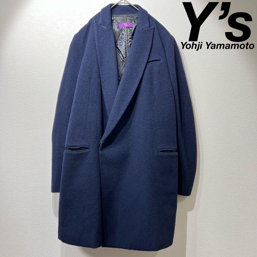 希少 ワイズ 上質 ウール チェスターコート キルティングライナー付き 中綿