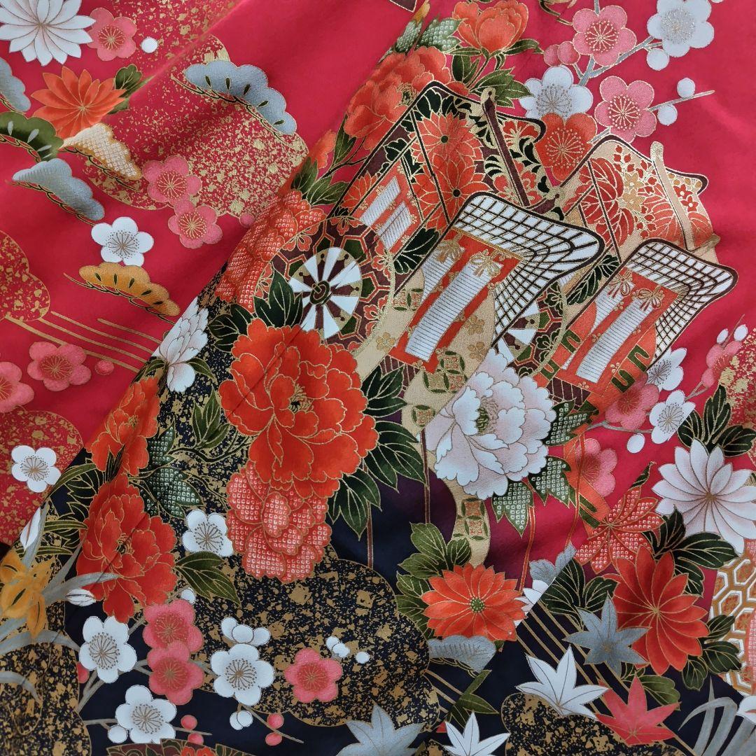 大特価SALE☆振袖フルセット(7点)・成人式・小柄な方向け・古典柄・金彩加工