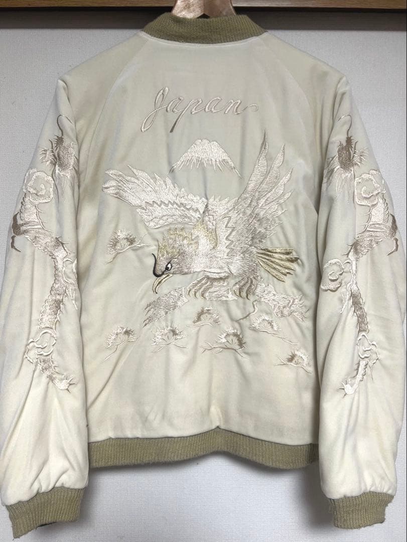 テーラー東洋　別珍　スカジャン　 ホワイトイーグル×ブラックタイガー　サイズL