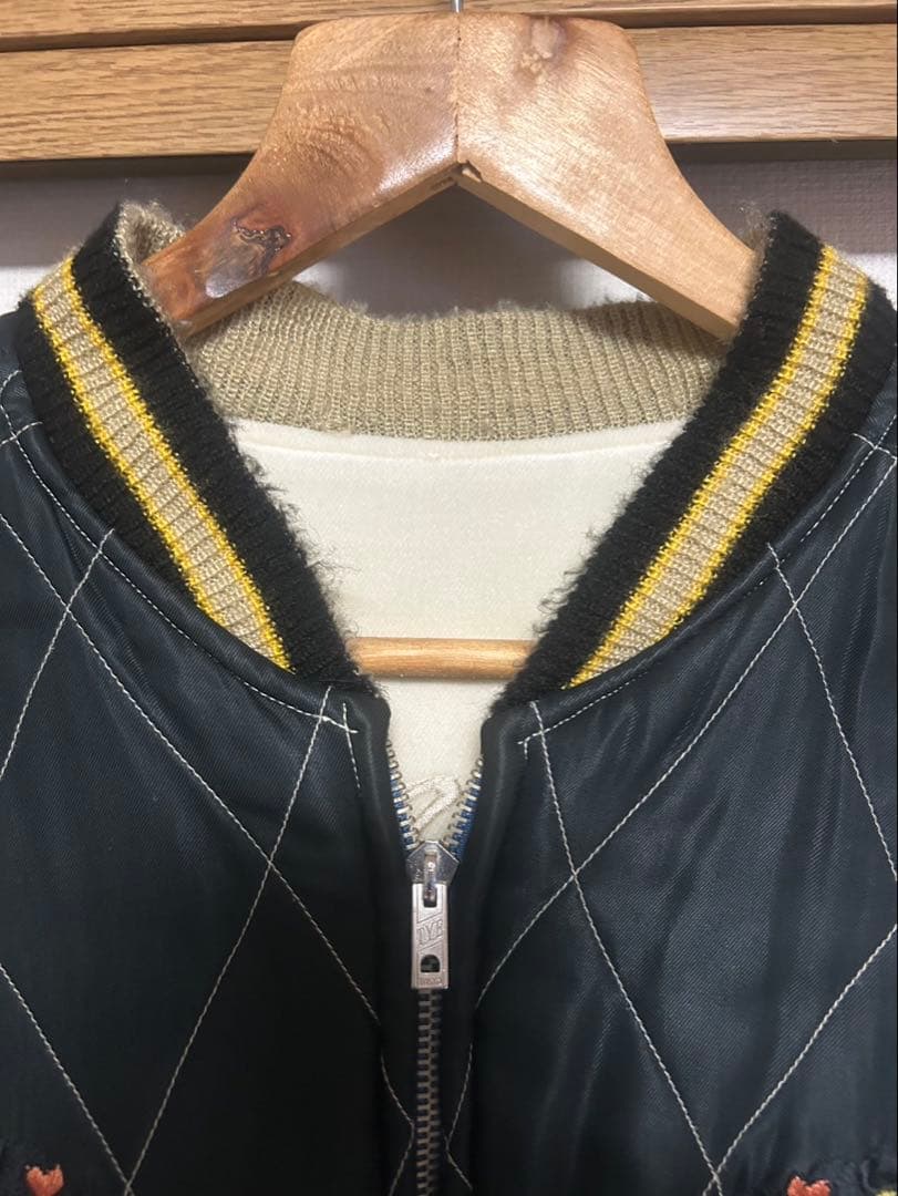 テーラー東洋　別珍　スカジャン　 ホワイトイーグル×ブラックタイガー　サイズL