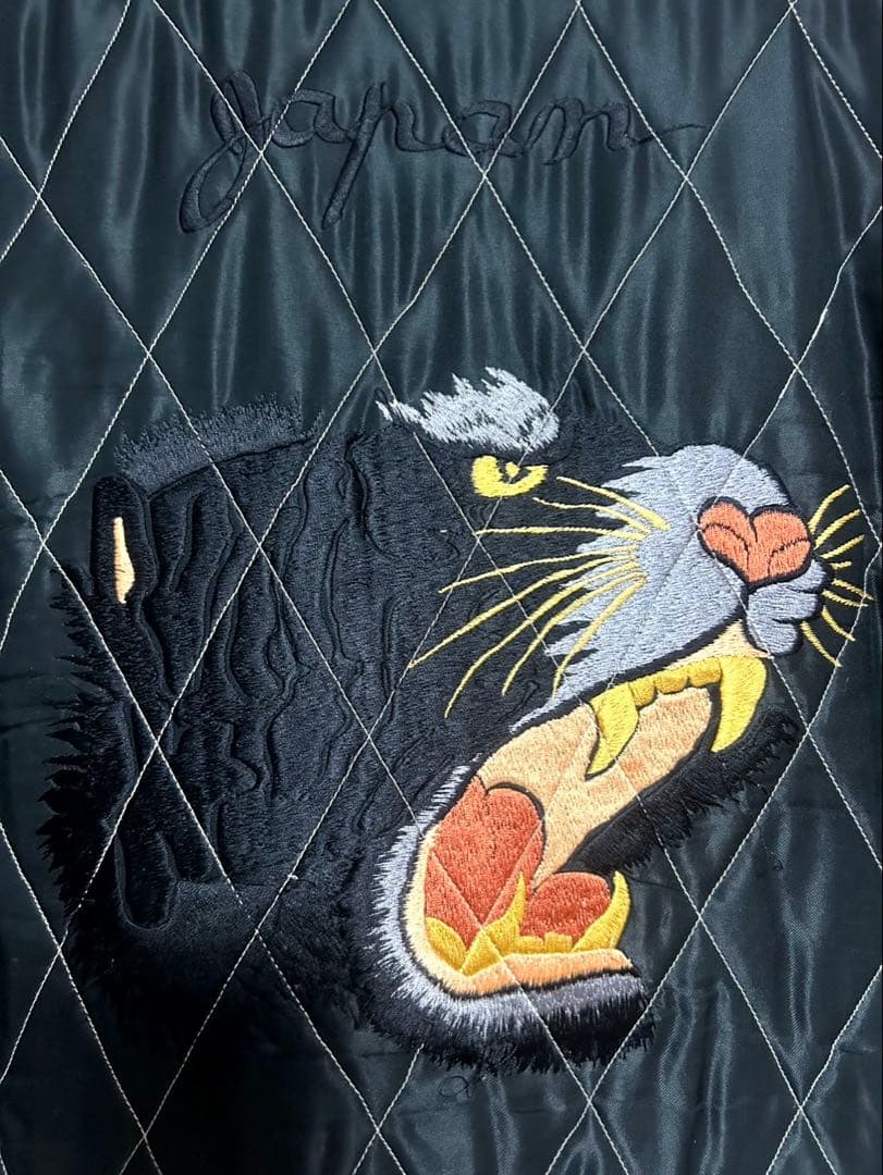 テーラー東洋　別珍　スカジャン　 ホワイトイーグル×ブラックタイガー　サイズL