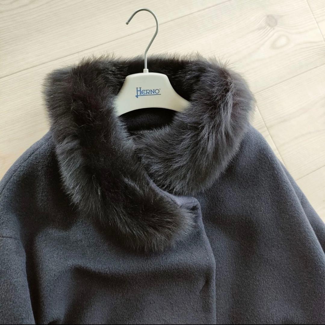 HERNO ヘルノ ファー アンゴラ シルク 2way ダウンコート 切替 42