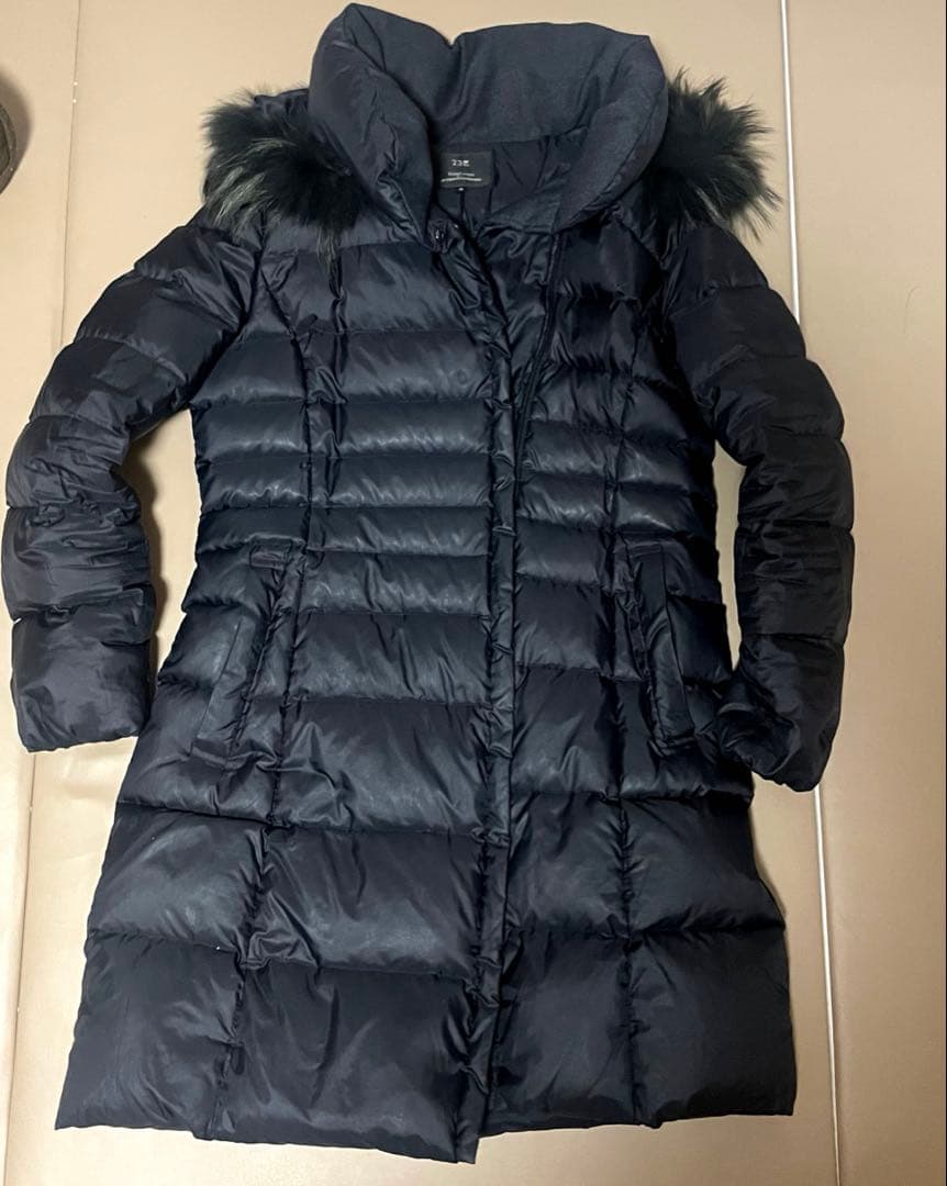 23区 3way ロング ダウンコート ファー ラクーン ブラック 40