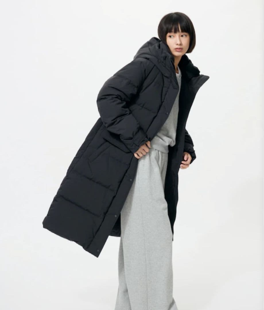 ユニクロ ウルトラウォームダウンロングコート ブラック WOMEN M