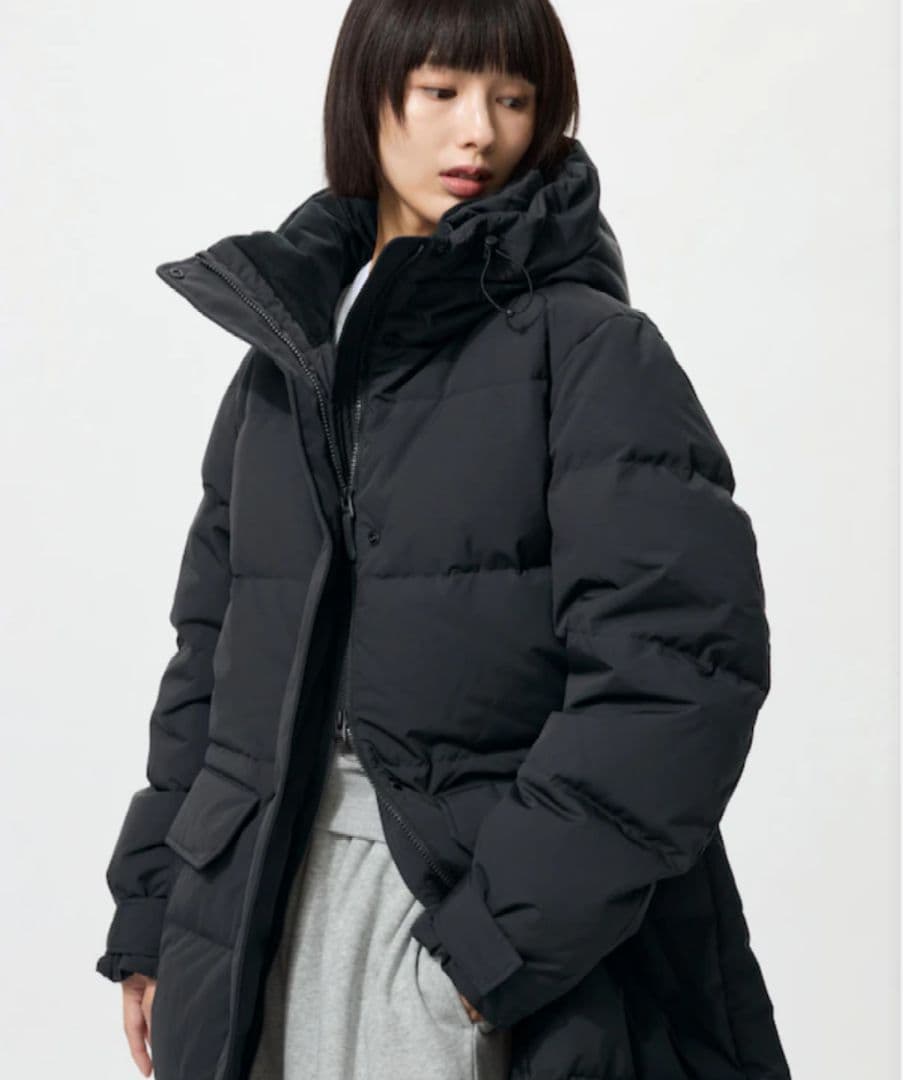 ユニクロ ウルトラウォームダウンロングコート ブラック WOMEN M