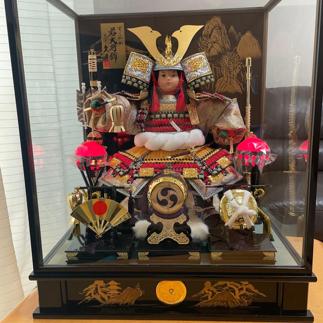 東京久月　五月人形 と豪華な装飾　オルゴール付きのケース　未使用お手入れセット付