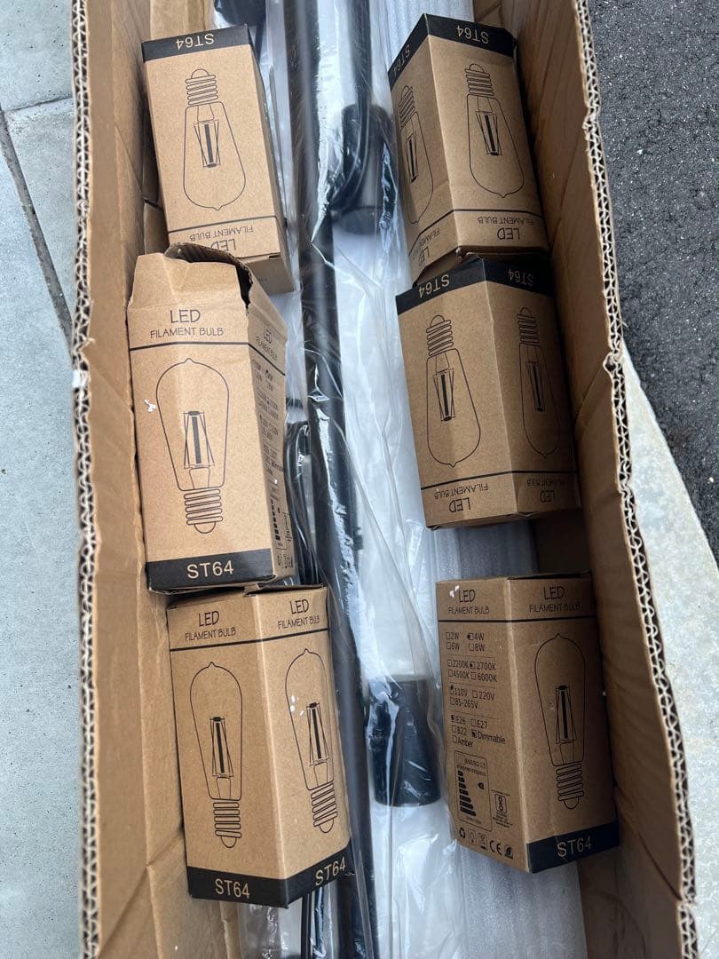 シンプルモダン 6灯LED電球付きスポットライト ブラック