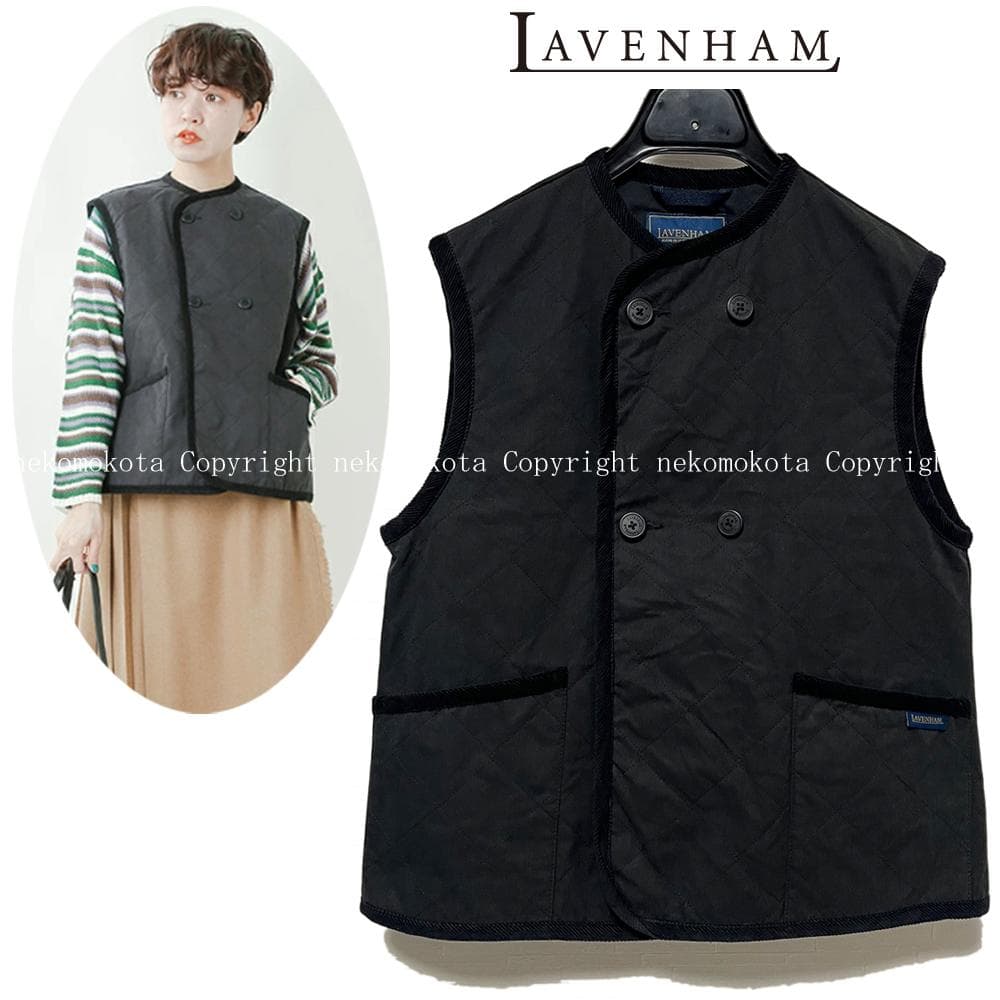 専用★ラベンハム ダブルボタン キルティング ベスト 38 黒 レディース