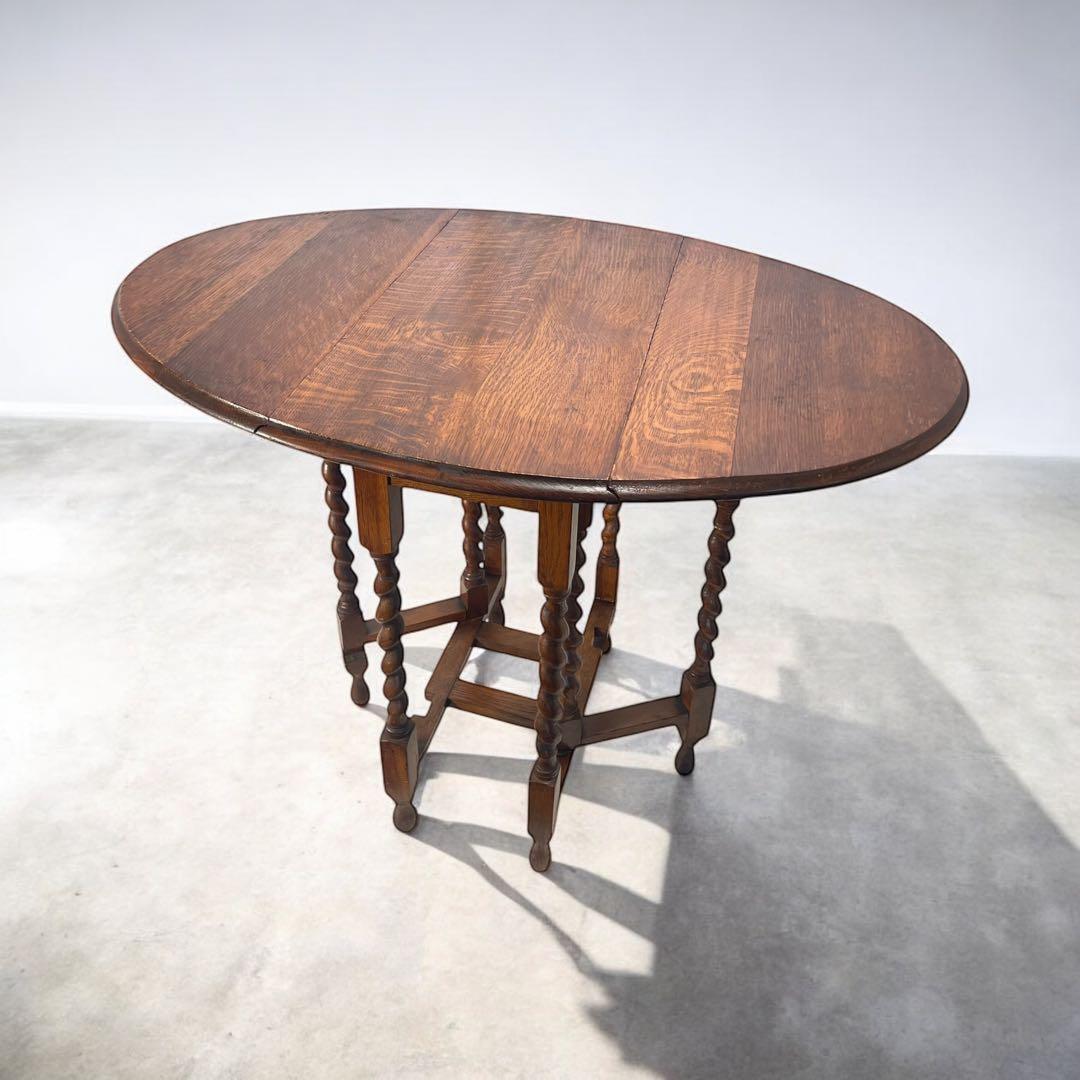 HR586 イギリス　アンティーク　ゲートレッグテーブル　エクステンション