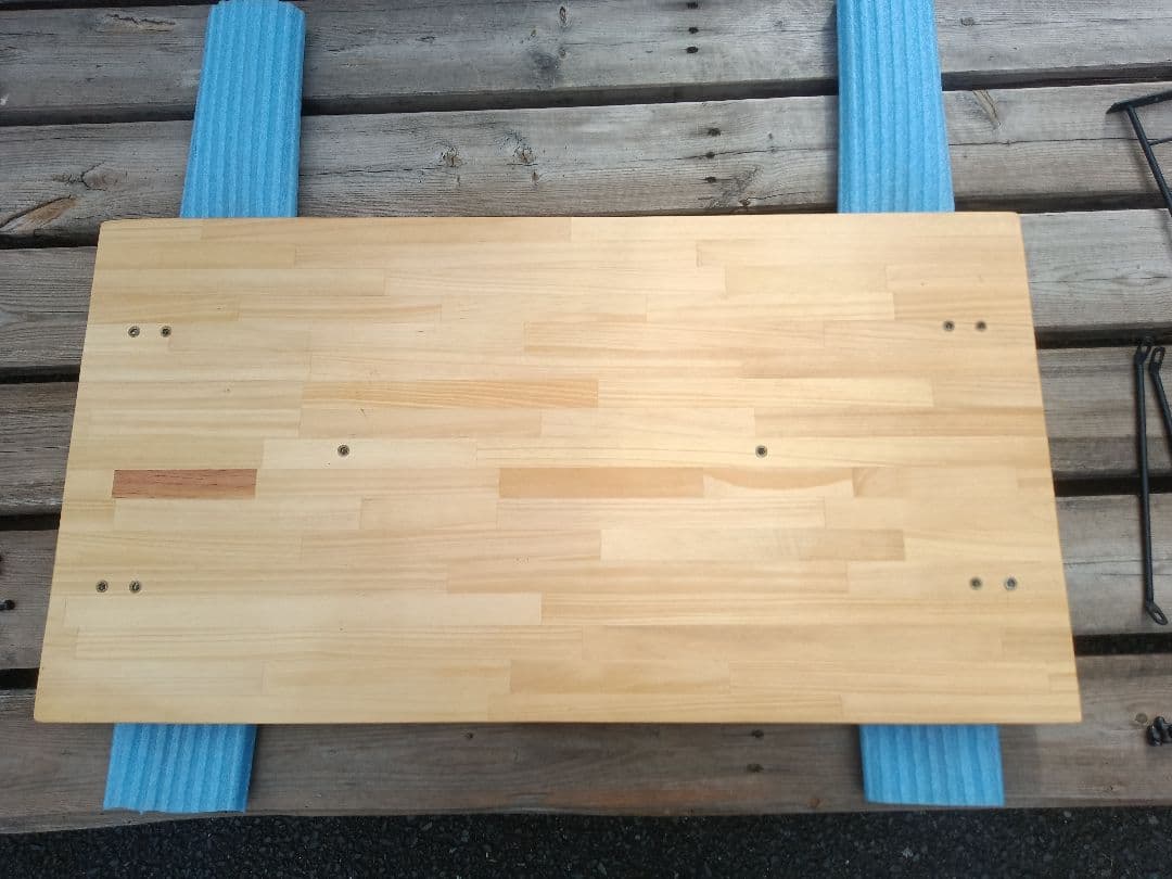 パイン集成材蜜蝋ワックス塗装木製アイアンテーブル