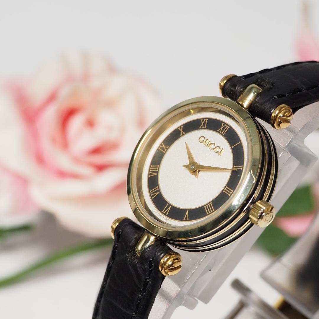 グッチ GUCCI シェリーライン 革ベルト ゴールド レディース腕時計 628