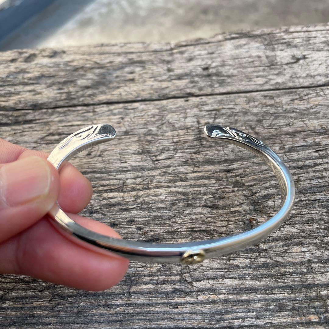 残1 イーグル 顔 バングル ノーブランド 平打ち Mサイズ ハンドメイド