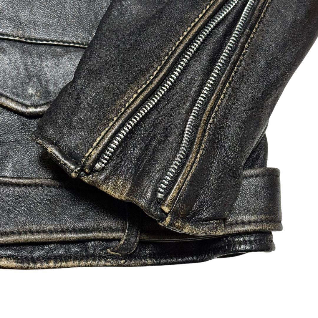 NANO universe ヴィンテージ加工 ライダースジャケット シープレザー