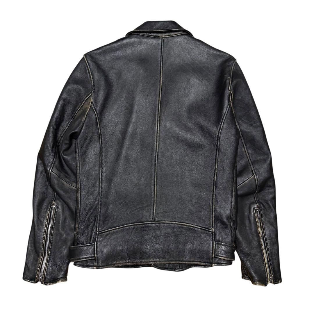 NANO universe ヴィンテージ加工 ライダースジャケット シープレザー