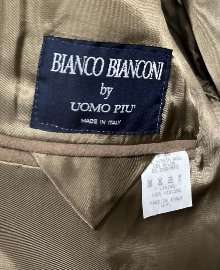 ブラウン ダブルブレスト ロングコート　ウールカシミア　イタリア製　キャメル