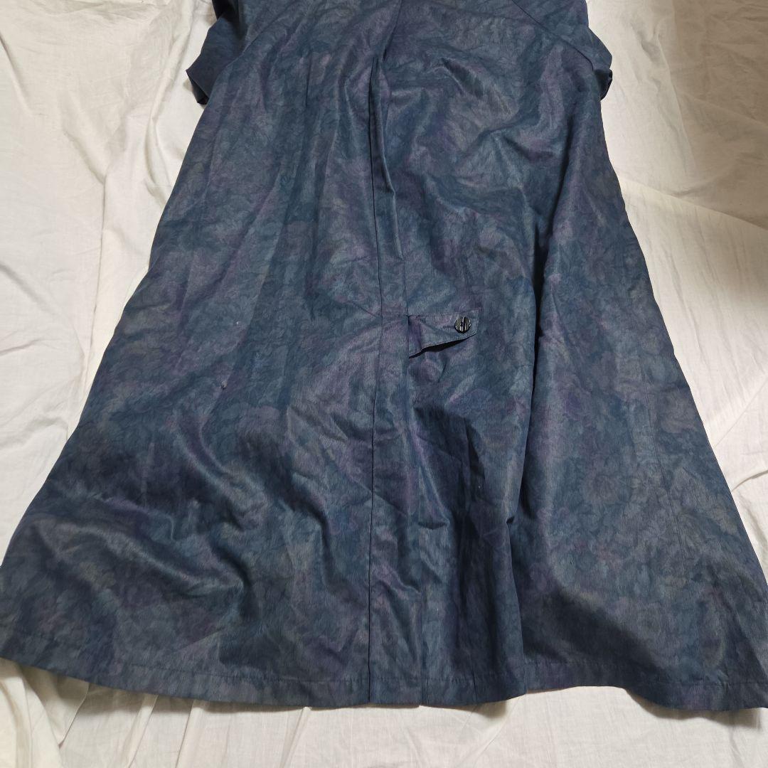 ​美品！ロンドンフォグ 紺×紫花柄Aラインロングコート ライナー付 米国製