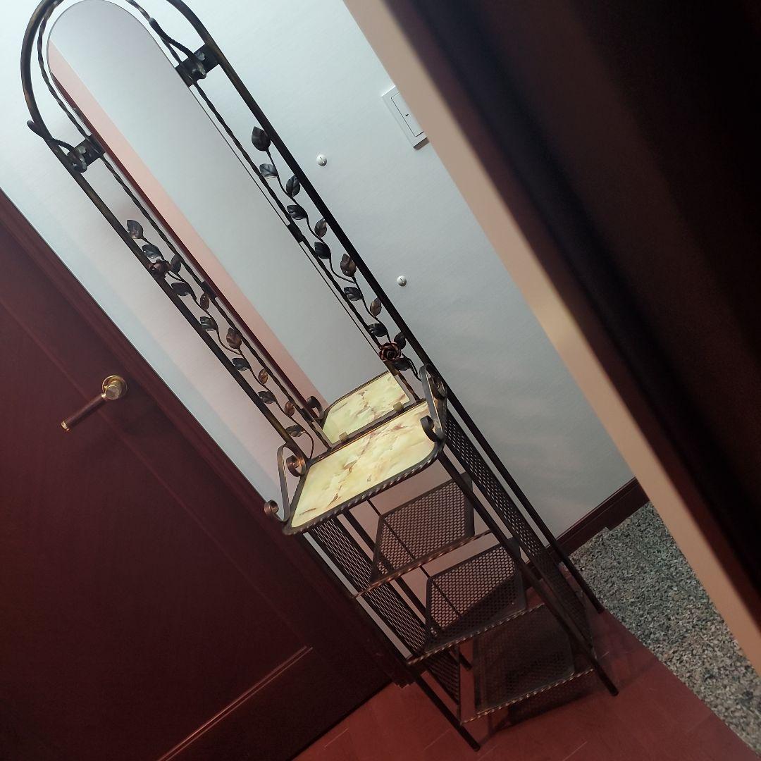 アンティーク  ミラー付き アイアン　スリッパラック&フラワースタンド